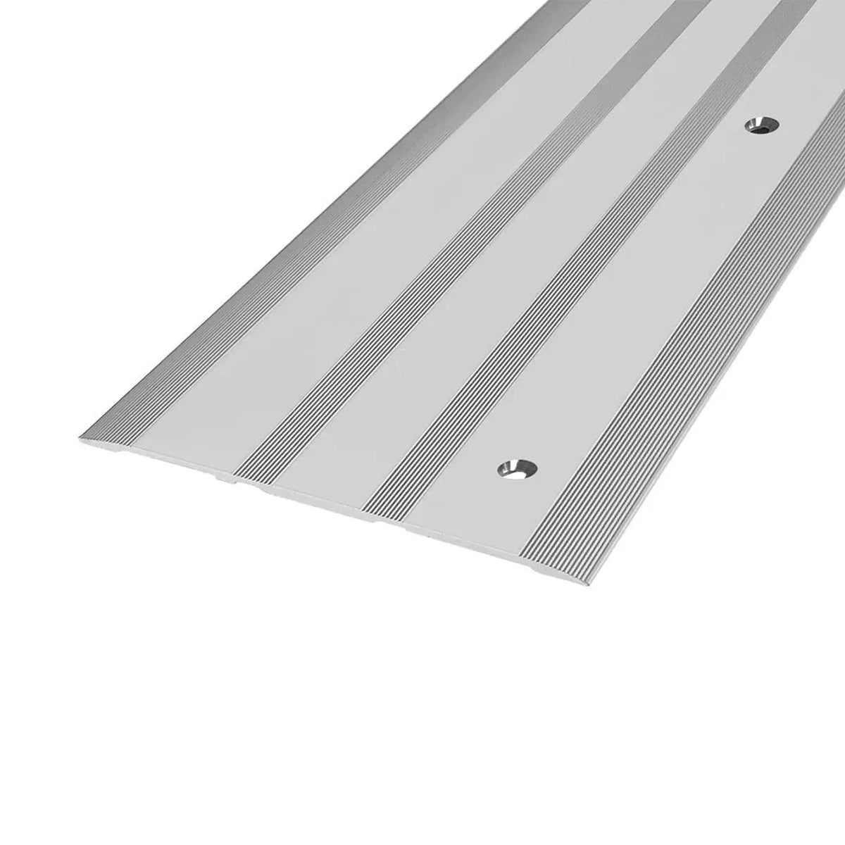 Profilé de recouvrement de joint de dilatation strié argenté avec trou de perçage en largeur 100mm #FR0002939 #FR0002943
