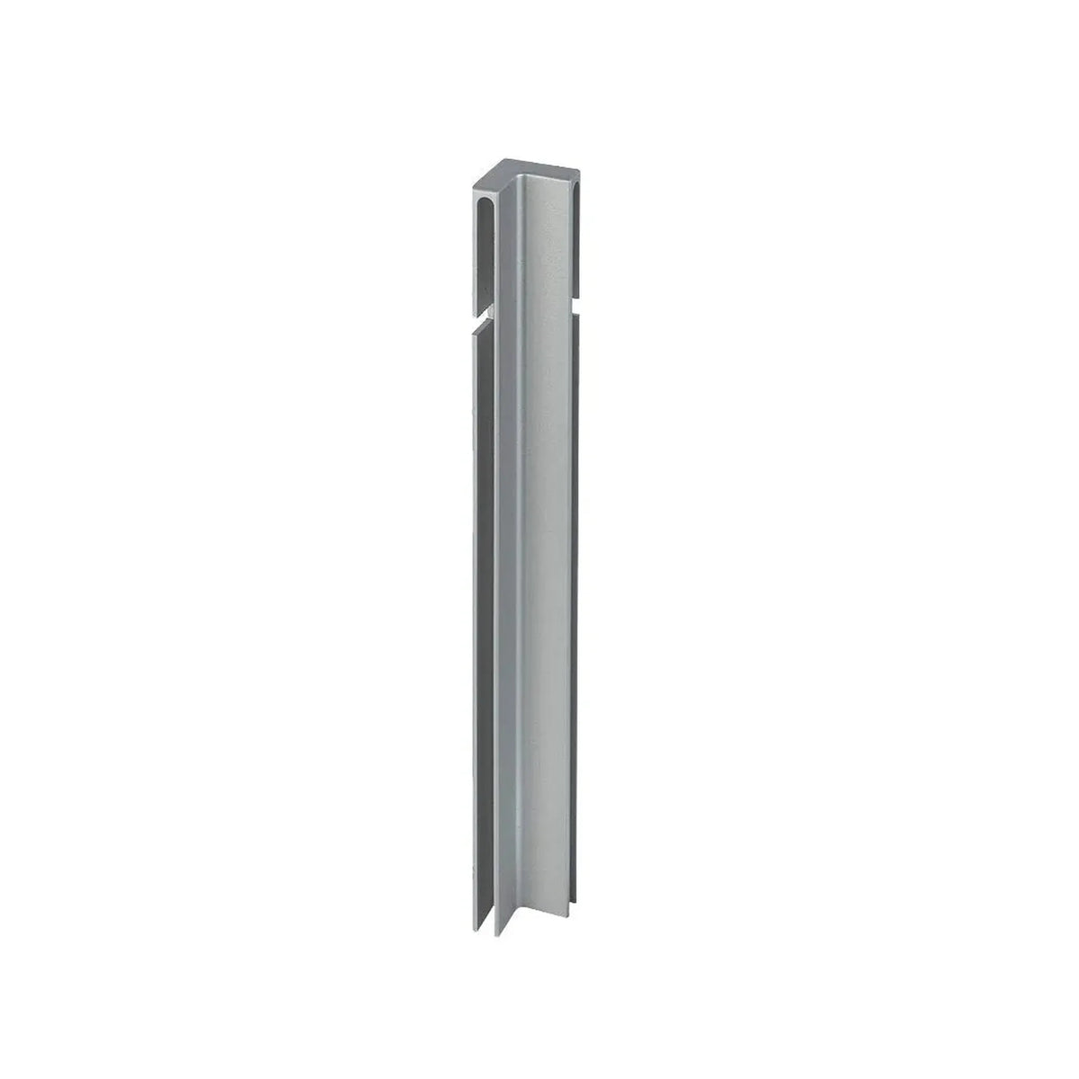 Vue détaillée de l'angle intérieur anodisé argenté de 100 mm profilé angulaire de balcon en forme de T #FR0003280