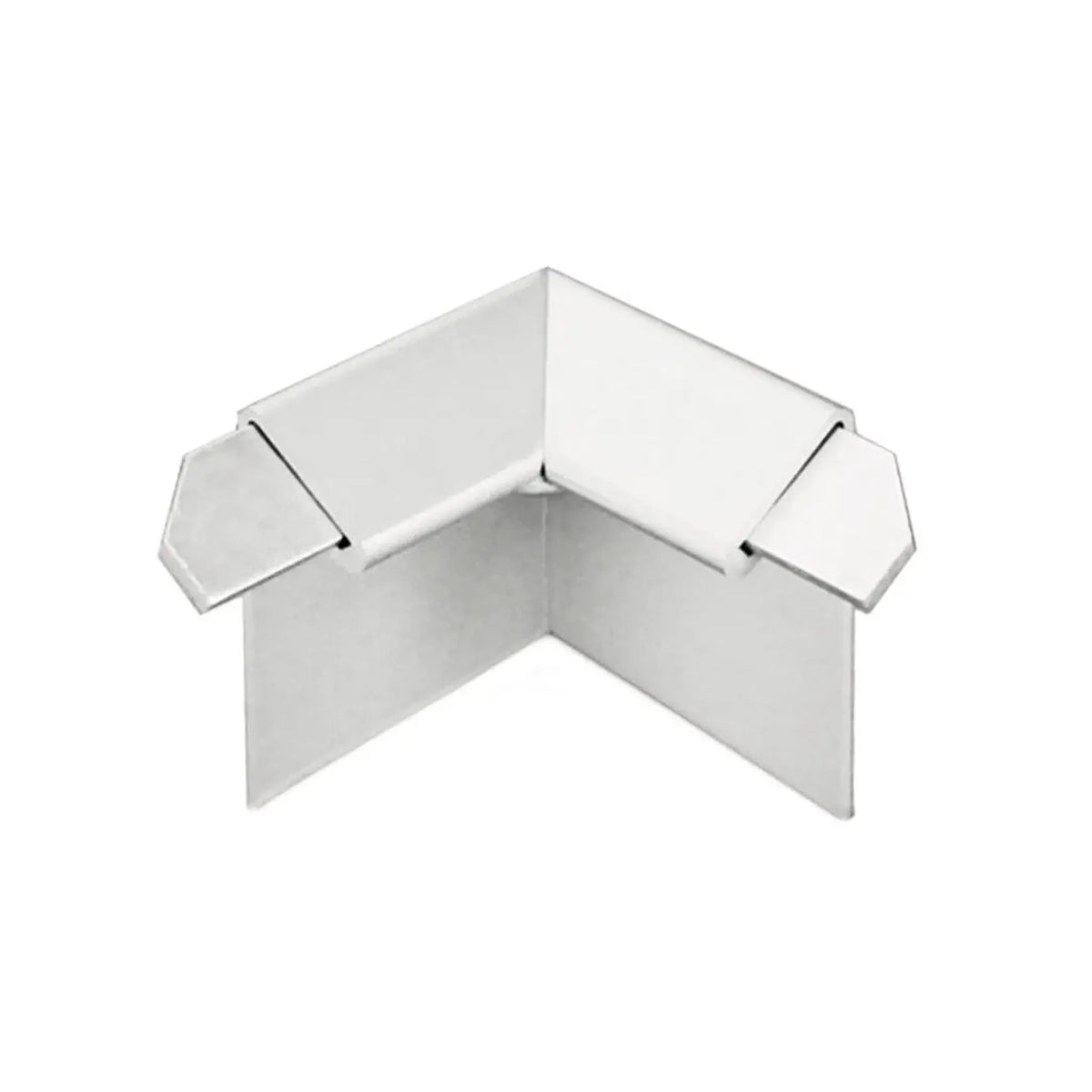 Gros plan sur l'angle intérieur anodisé argenté profilé angulaire de balcon Bord d'égouttement avec cache de 18 mm #FR0003309