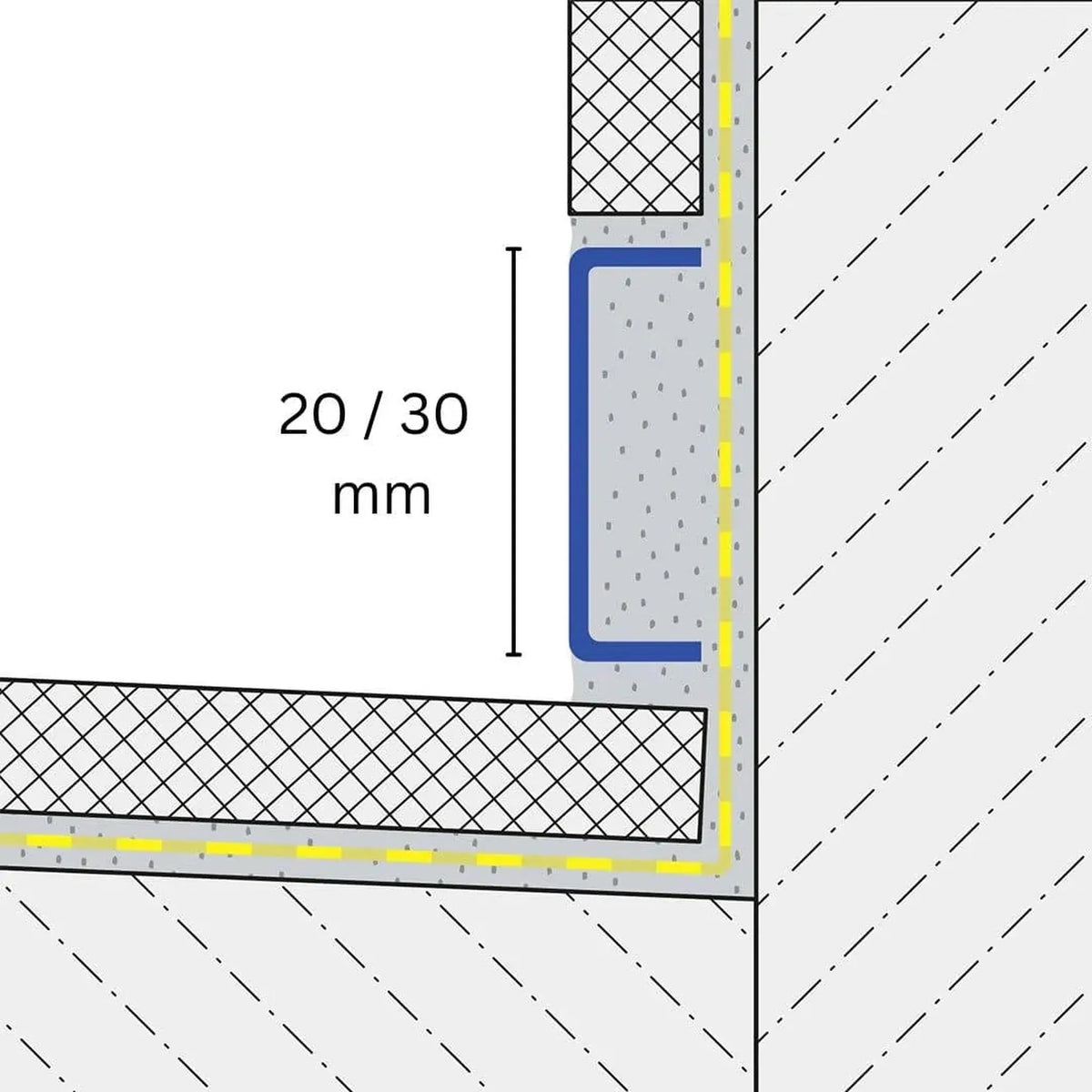 Dessin profilé décoratif avec indication de la largeur 20 / 30 mm