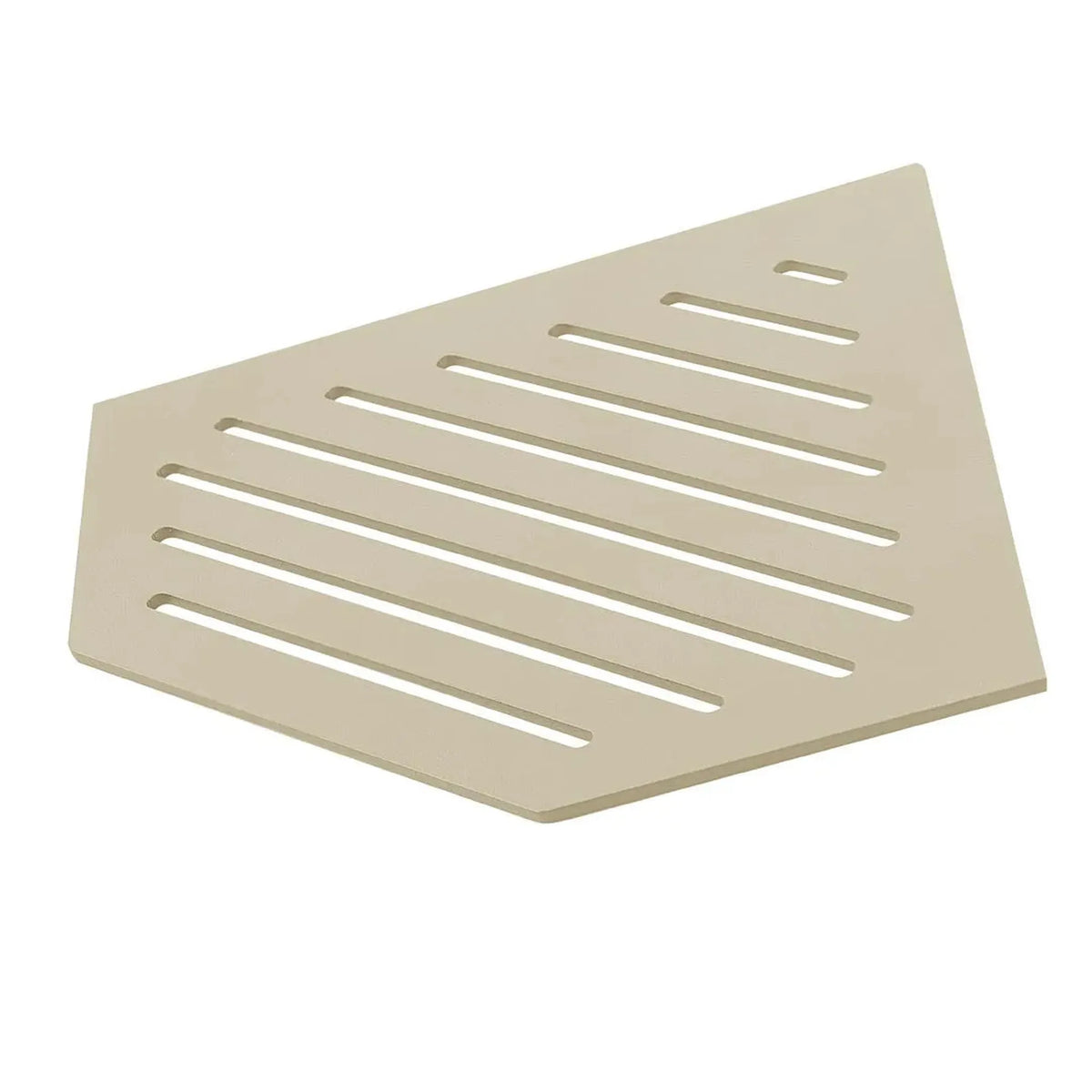 Photo de détail tablette d'angle pentagonale TI-SHELF couleur sable aluminium avec motif line #FR0004324