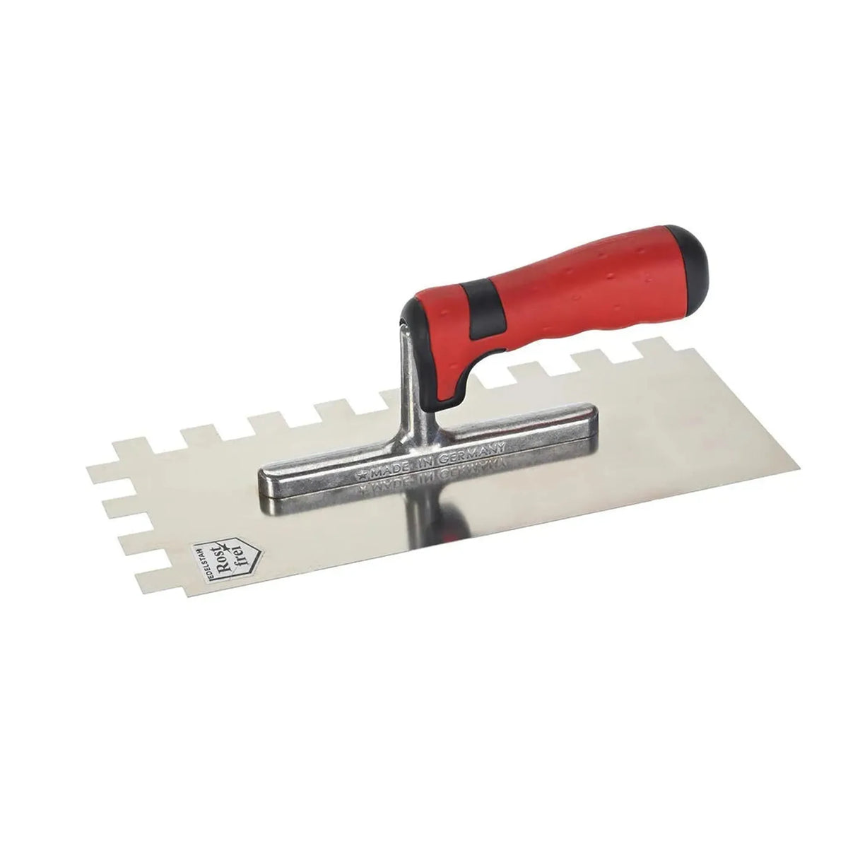 Louche en acier avec manche souple rouge et dents de 15x15mm sur deux côtés #FR0003037