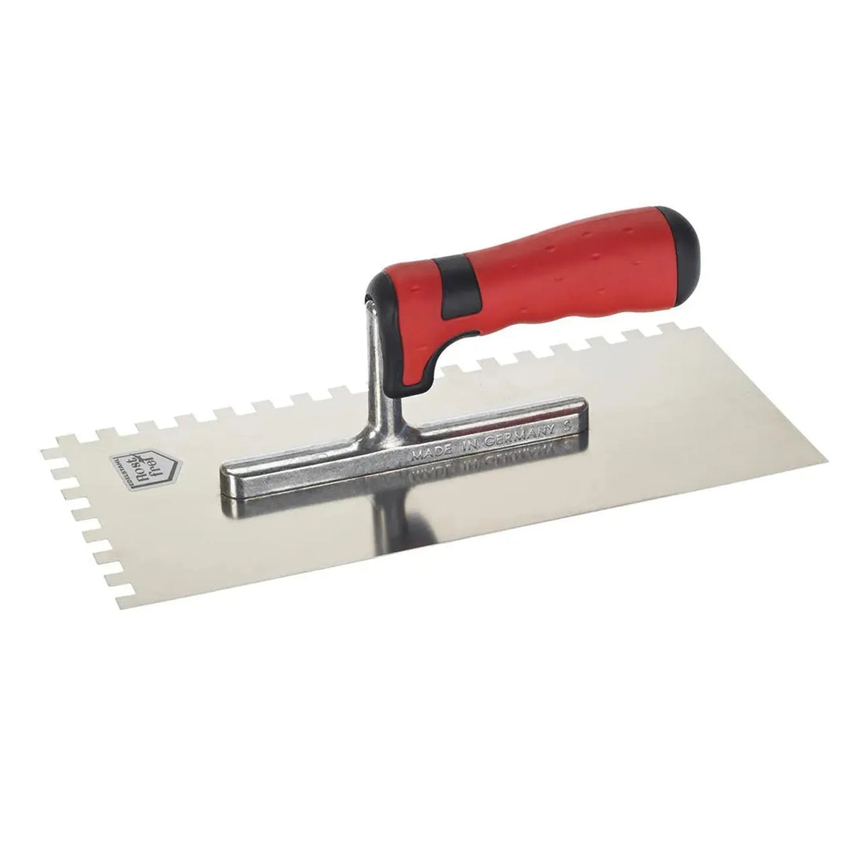 Louche en acier avec manche souple rouge et dents de 8x8mm sur deux côtés #FR0003031