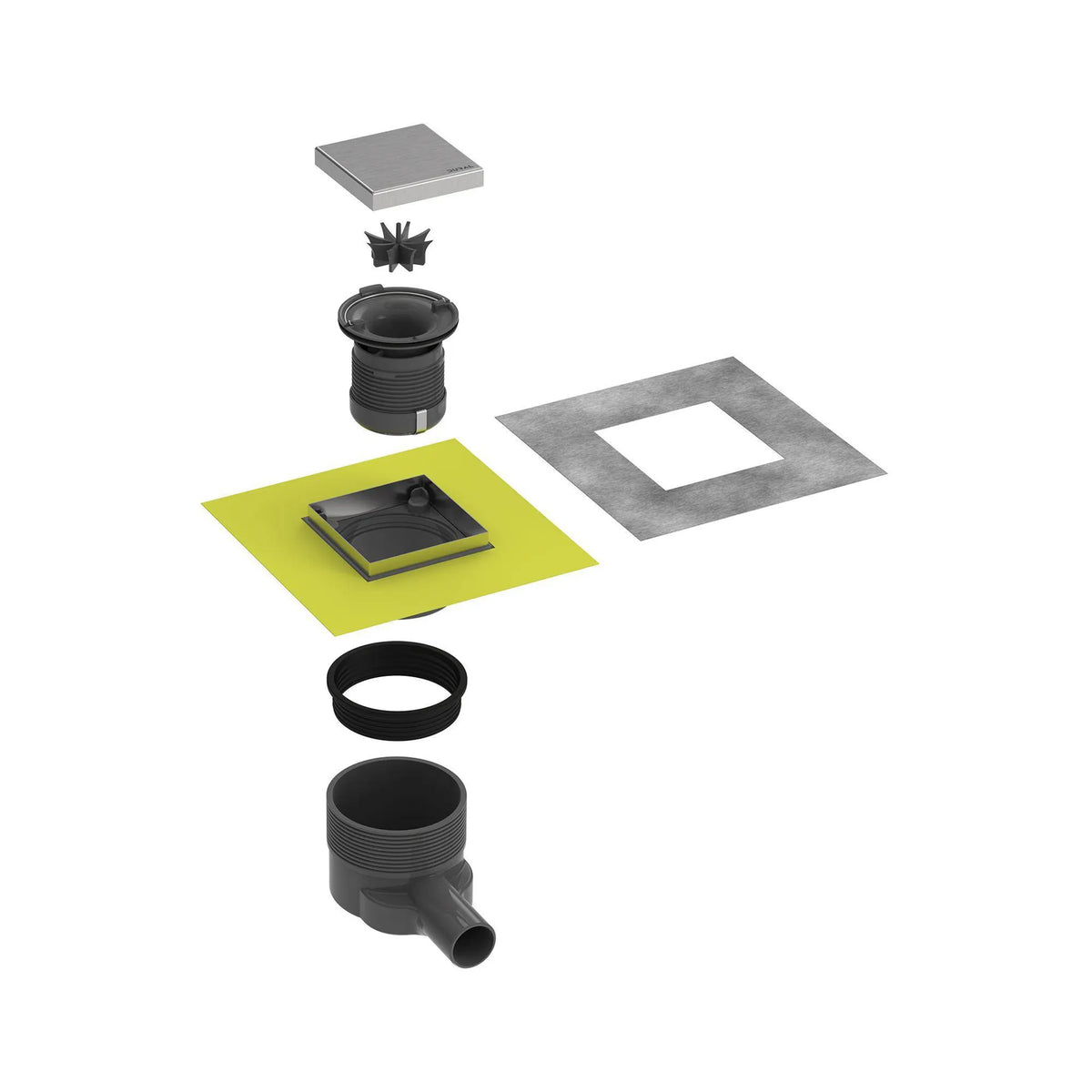 Floor drain complete set in its individual parts