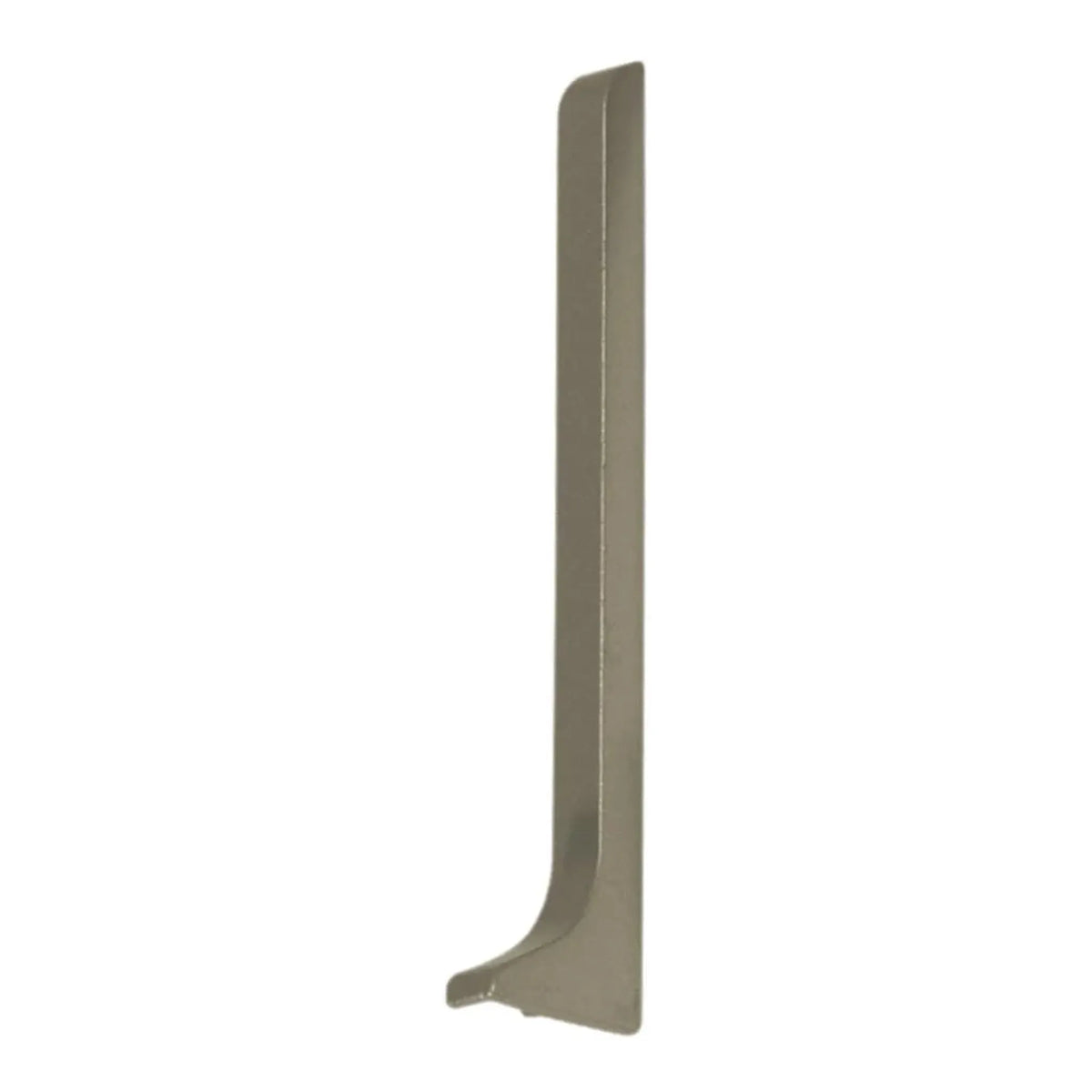 Nahaufnahme einer rechten Endkappe Sockelleiste aus titan eloxiertem Aluminium #A0002065 #A0002070 #A0002075