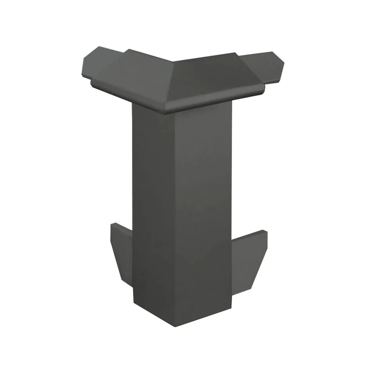 Front view of the black outside corner for balcony angle profile with drip edge. 60 mm panel height #A0003298