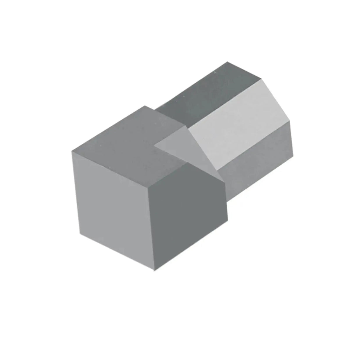 Close-up of a diamond-shaped DURAL inside corner for the diamond profile aluminium in concrete grey.
