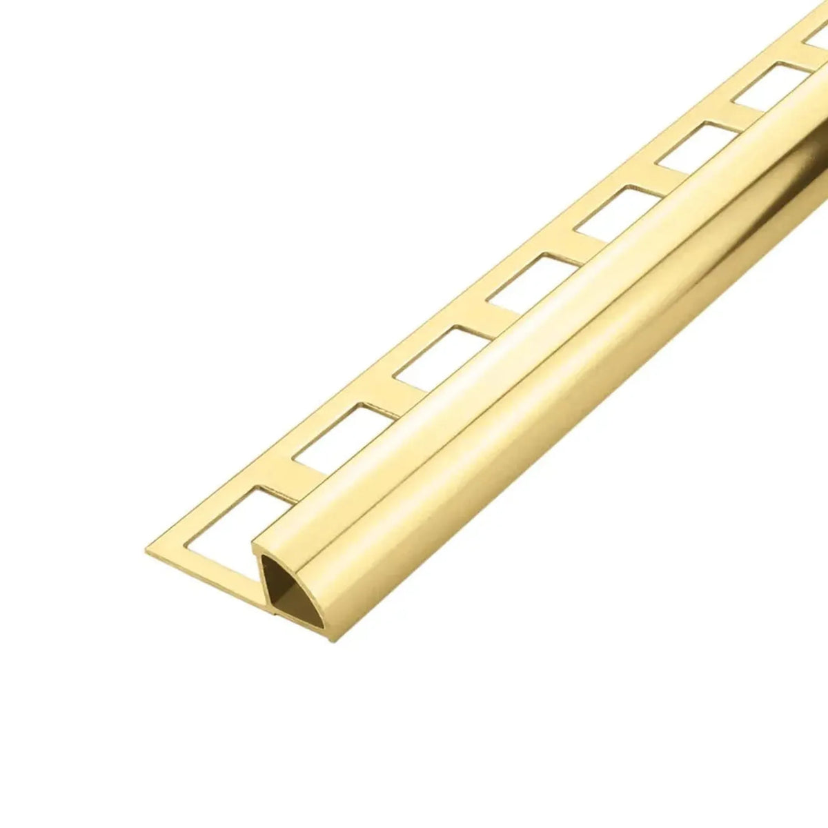 Closed quarter round profile aluminium gold high-gloss anodised with square punching #A0001192