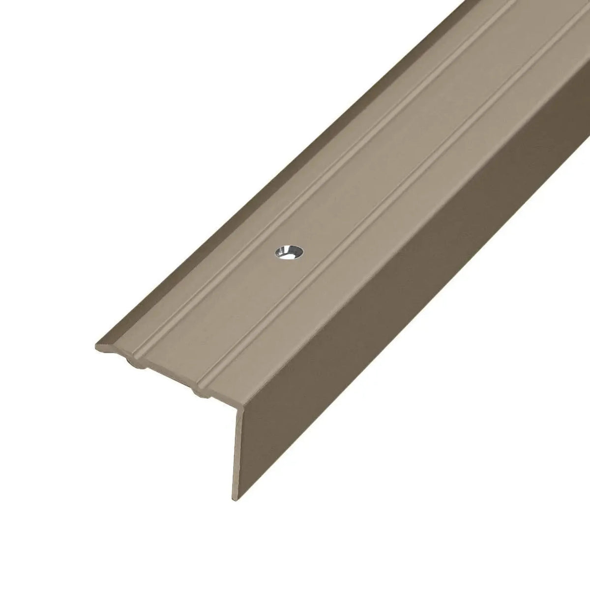 Gebohrtes Stufenprofil aus Aluminium titan matt in L-Form und geriffelter Oberfläche #A0005110 #A0005112