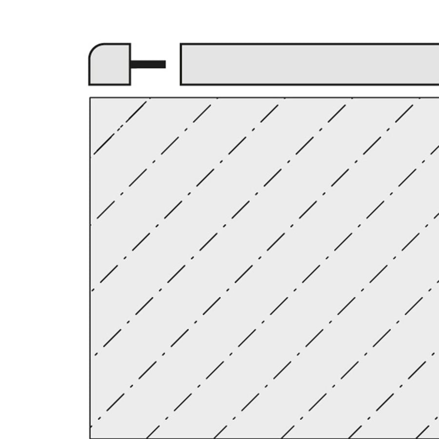 Dessin de la pièce d'angle Plinthe Square utilisée comme embout