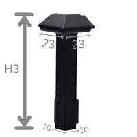 Bemaßte Frontansicht schwarze Außenecke für Balkonwinkelprofil mit Tropfkante. 60 mm Blendenhöhe #A0003298 #FR0003298