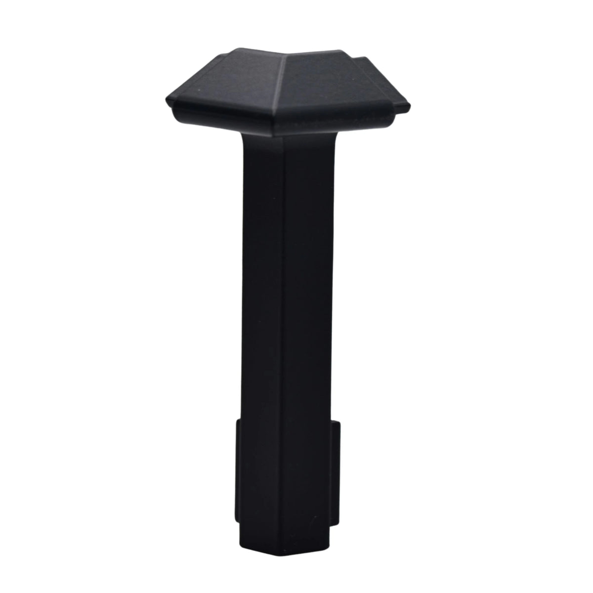Frontansicht schwarze Außenecke für Balkonwinkelprofil mit Tropfkante. 60 mm Blendenhöhe #A0003298 #FR0003298