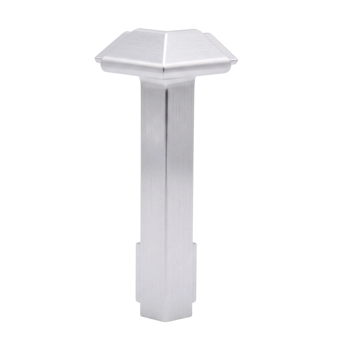 Frontansicht silber eloxierte Außenecke für Balkonwinkelprofil mit Tropfkante. 60 mm Blendenhöhe #A0003310 #FR0003310