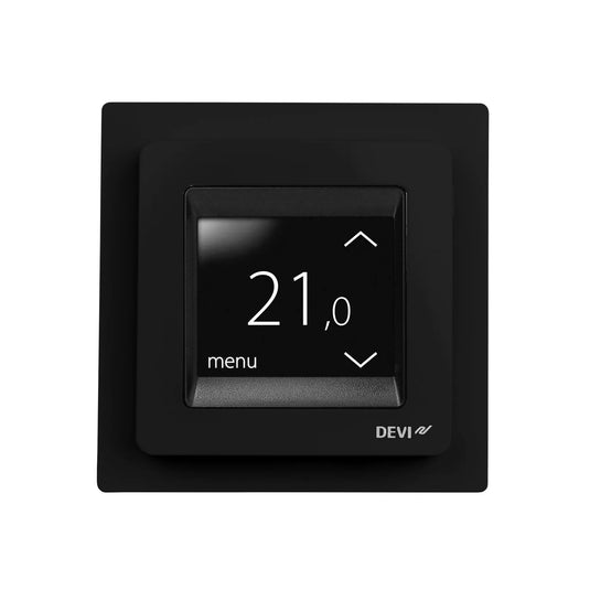 Schwarzes Thermostat für beheizte Räume mit Touchfunktion #A0005302
