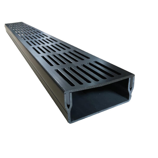 Caniveau de drainage plat et large UD Pro 100 avec grille noire et corps de caniveau noir #FR0003386
#FR0003388
