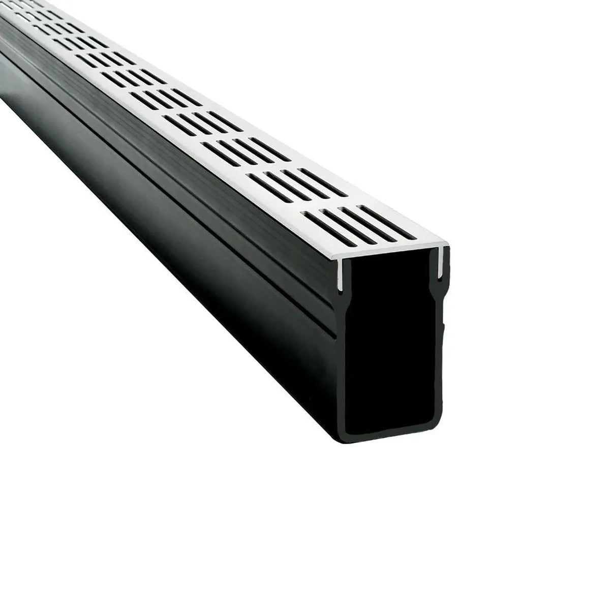 Caniveau de drainage haut et étroit UD Pro 65 avec grille argentée et corps de caniveau noir #FR0003395
#FR0003399