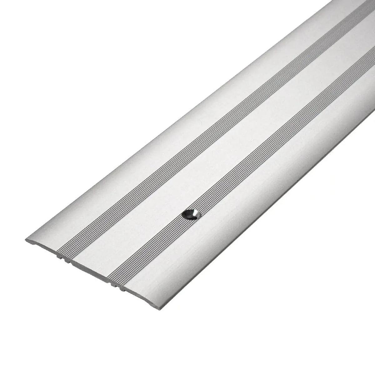 Profilé de recouvrement de joint de dilatation strié argenté avec trou de perçage en largeur 80mm #FR0002938 #FR0002942