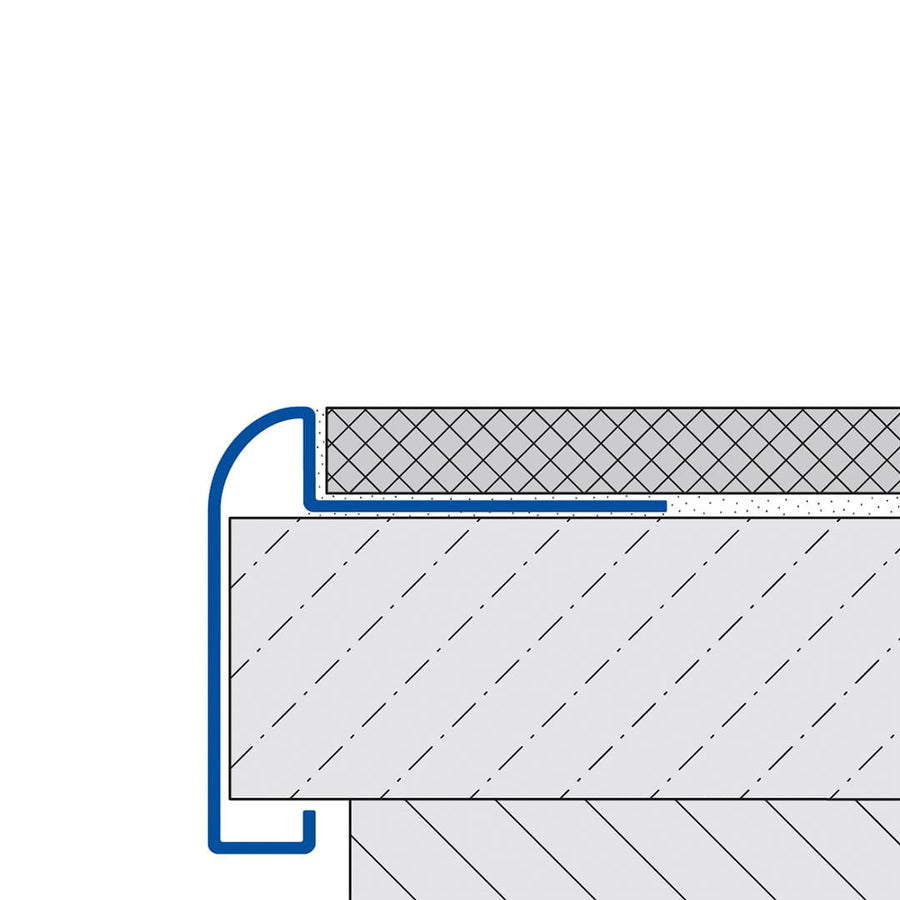 Dessin du profilé du plan de travail transformé en coupe transversale avec le plan de travail en saillie