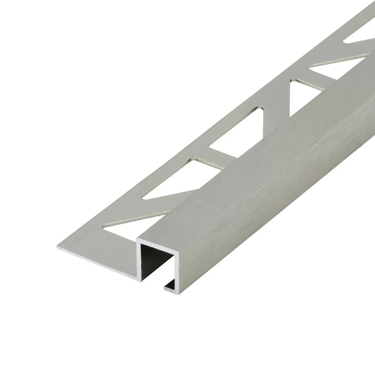 Close-up of a titanium anodised DURAL square profile aluminium with slight grinding pattern