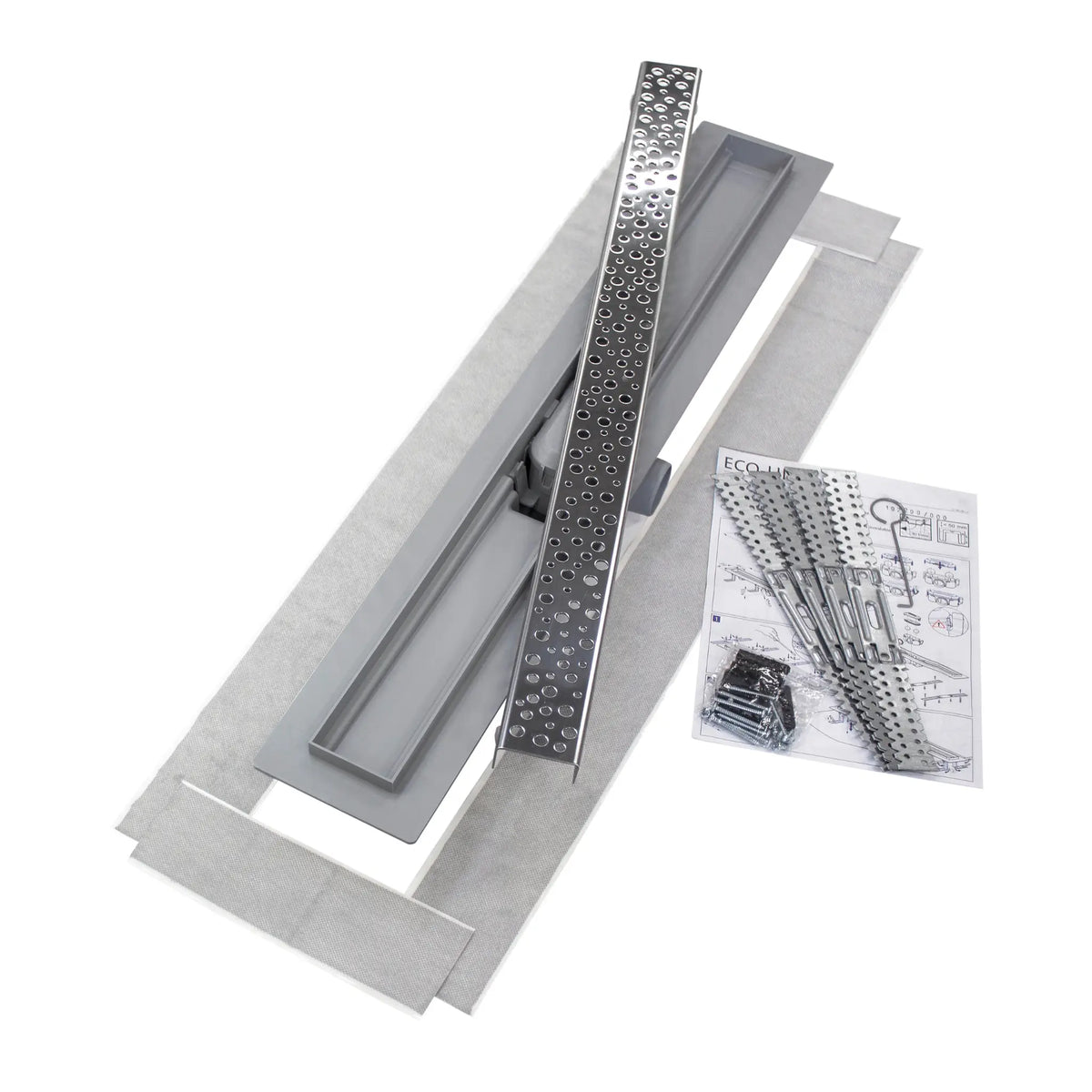 Caniveau de douche ECO-Line en acier inoxydable avec grille amovible