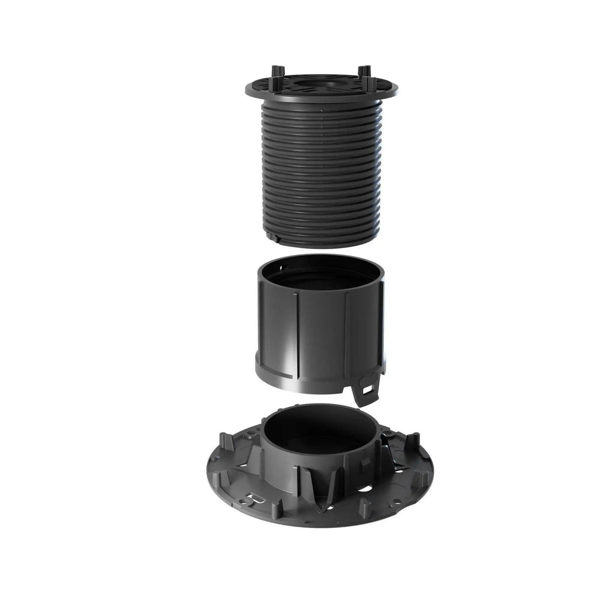 Stelzlager Flexibal Pro L in Einzelteilen mit selbstnivellierendem Stelzlagerkopf für 4mm Fugenbreiten.
#A0005225
#A0005226