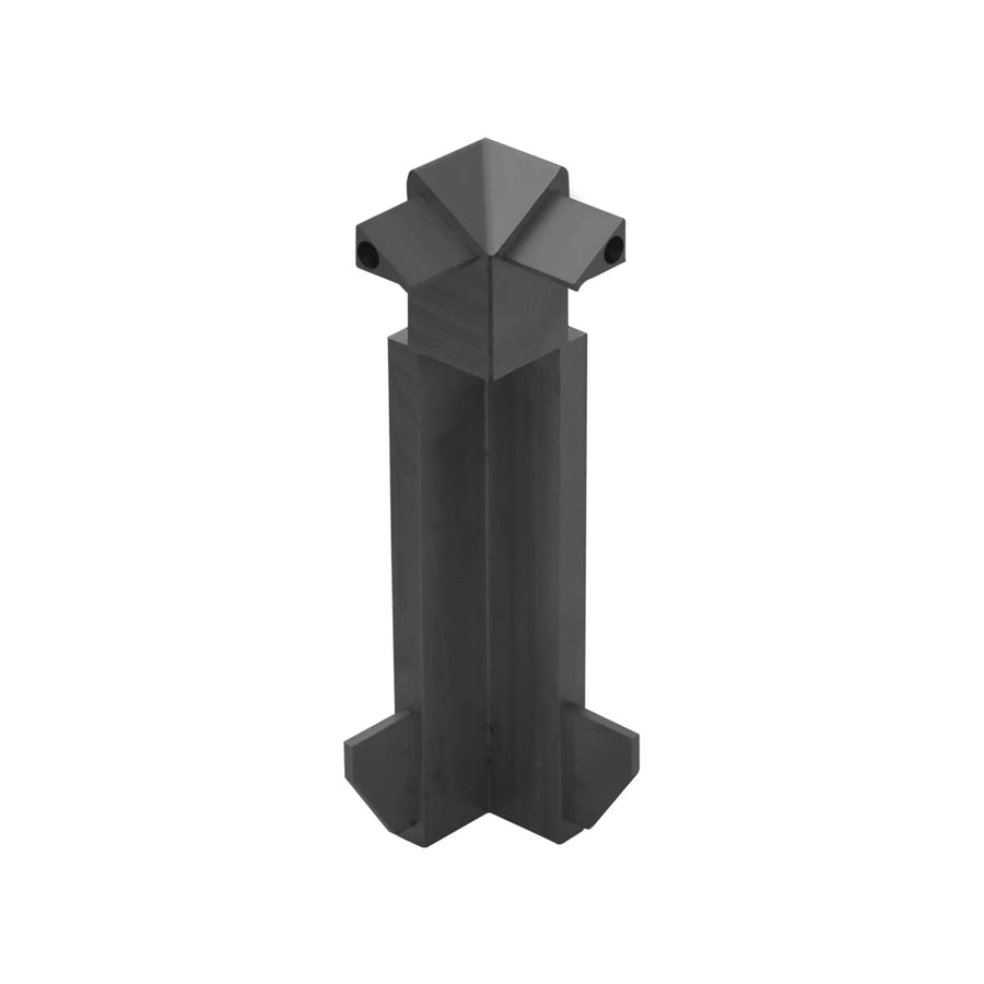 Nahaufnahme der anthraziten Innenecke Balkonwinkelprofil Tropfkante für 22mm Aufbau mit 60 mm Blende #A0005369
