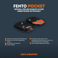 Avantages du Fento Pocket : compatible avec tous les pantalons de travail, ergonomique, fibres régulatrices d'humidité, perméable à l'air.