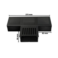 Pièce en T cotée UD Pro 100 noir. Largeur côté : 273 mm, intérieur : 82 mm, entretoise : 90 mm 
#FR0003390