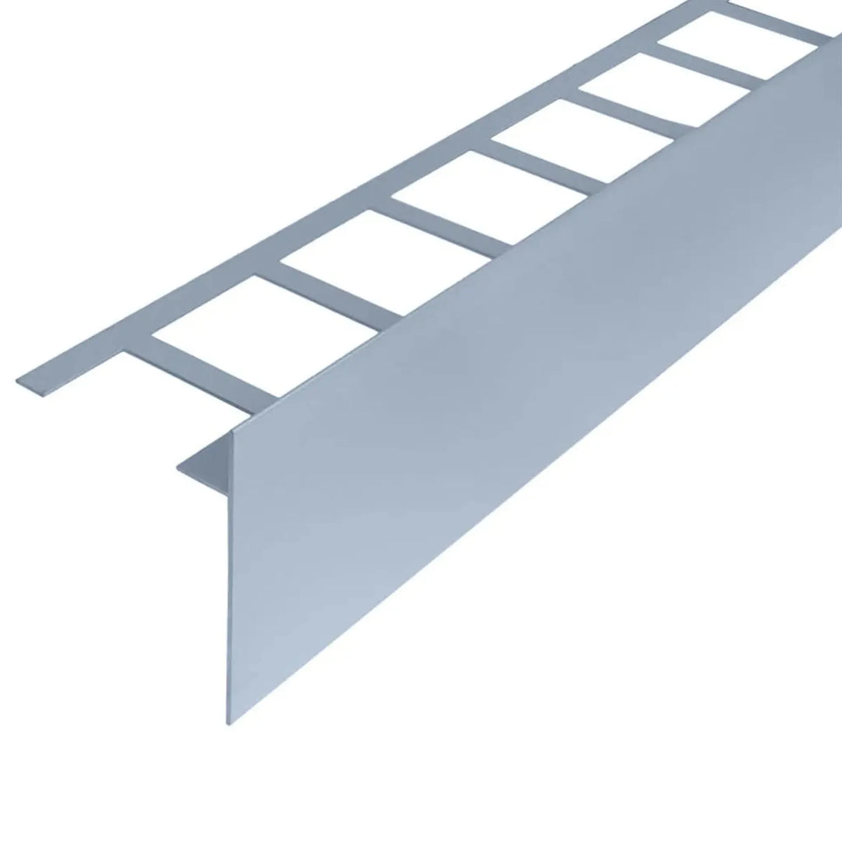 Cornière de balcon en T, revêtement gris platine, avec aile perforée et cache 100mm #FR0003244