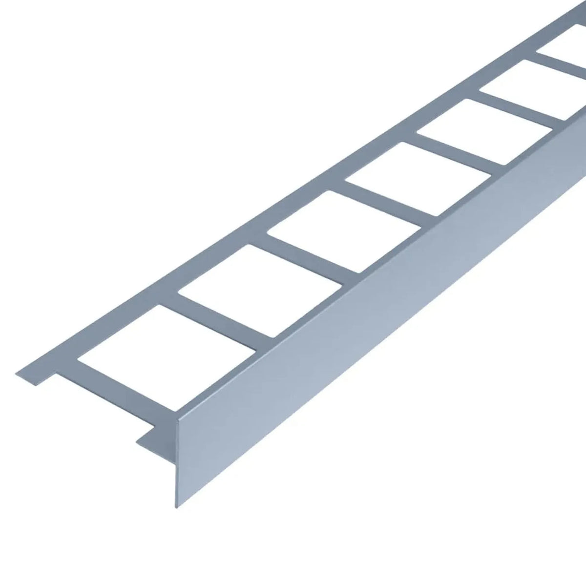 Cornière de balcon en T, revêtement gris platine, avec aile perforée et cache 40mm #FR0003246