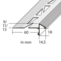 Dessin coté du profilé angulaire de balcon avec larmier et aile perforée ainsi que petit cache à l'avant #FR0003299
#FR0003303
#FR0003306
#FR0003318
#FR0003321
#FR0003324