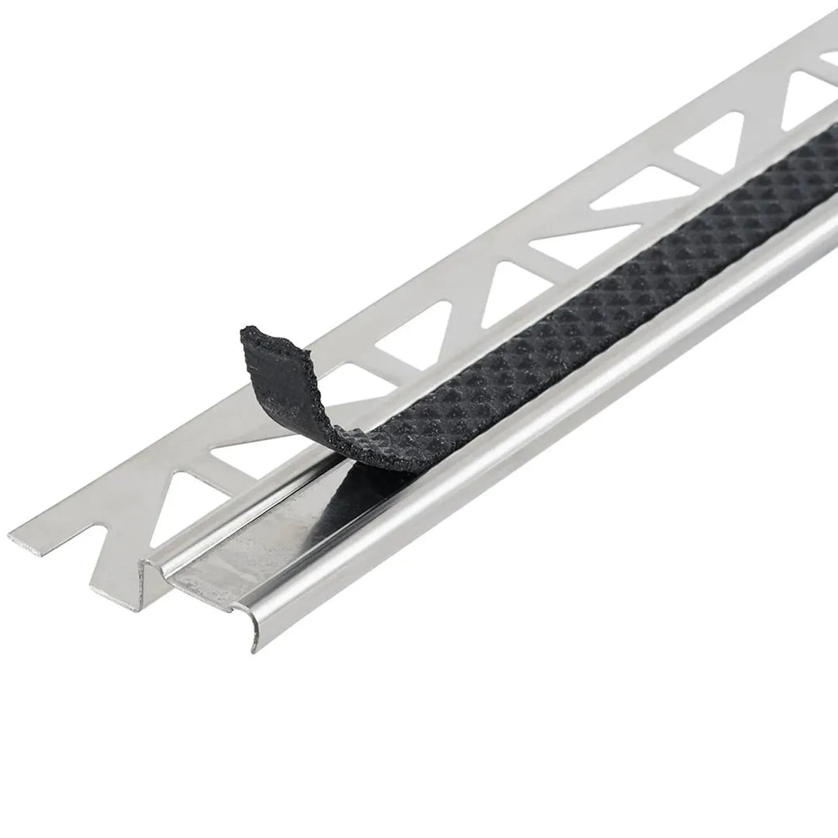 Profilé d'escalier antidérapant acier inoxydable avec insert antidérapant noir nuit #FR0001727