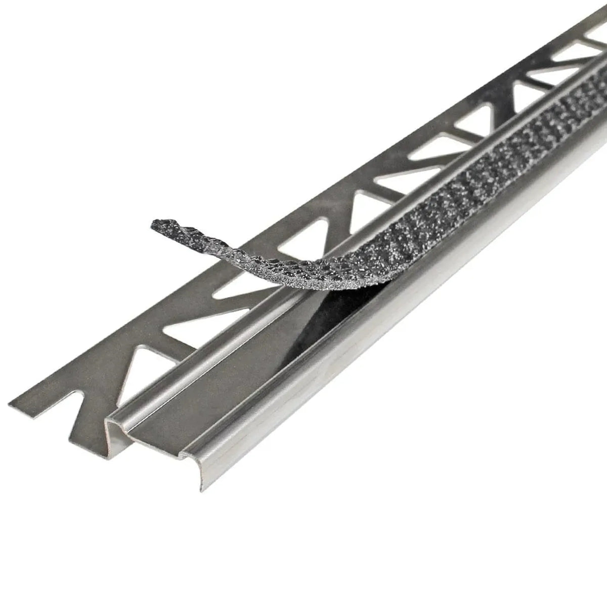 Profilé d'escalier antidérapant acier inoxydable avec couche antidérapante grise #FR0001726
