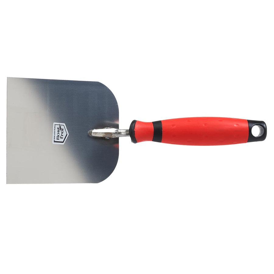 Spatule de plâtrier 100mm en acier avec poignée rouge souple