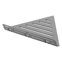 Tablette d'angle gris béton en aluminium avec tringle et crochets de suspension dans le style LINE #FR0004313