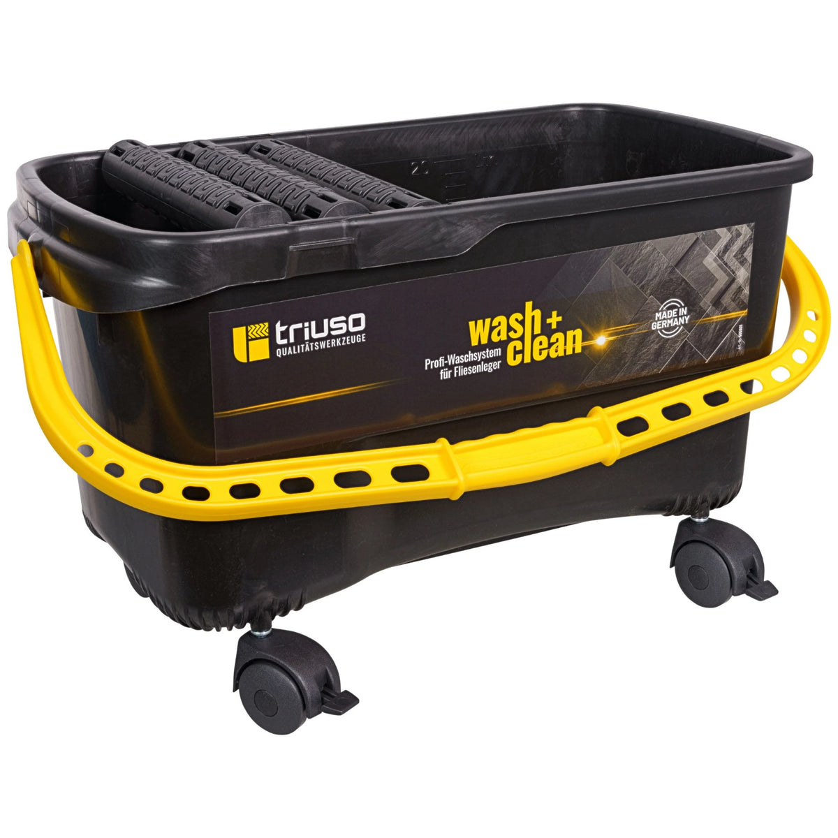 Triuso Fliesenwascheimer wash+clean 22 Liter mit 3-fach Waschrolle und Laufrollen