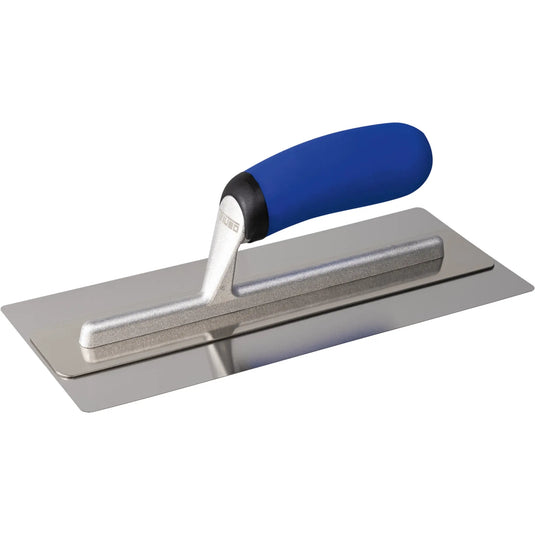 Triuso Doppelblatt-Glättekelle mit blauem Softgriff und verstärker Halterung