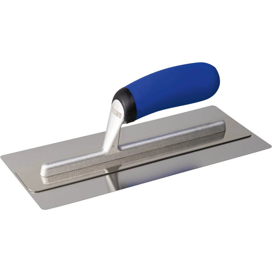 Triuso Doppelblatt-Glättekelle mit blauem Softgriff und verstärker Halterung