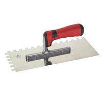 Louche en acier avec manche souple rouge et dents de 10x10mm sur deux côtés #FR0003033