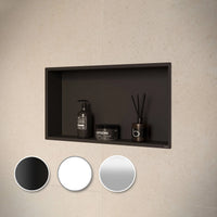 Ambientebild der Wandnische aus Edelstahl schwarz mit Duschgel
#A0005362
#FR0005362