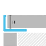 Zweidimensionale Zeichnung eines verbauten Winkelprofils mit eingezeichneter Höhe H 