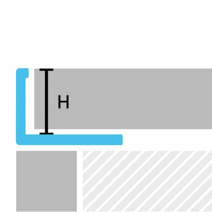 Zweidimensionale technische Zeichnung eines Winkelprofils mit eingezeichneter Höhe H 