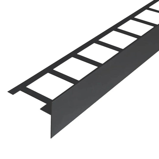 Detailansicht des anthrazit beschichteten Balkonwinkelprofils T-Form mit 60 mm Blendenhöhe #A0003227