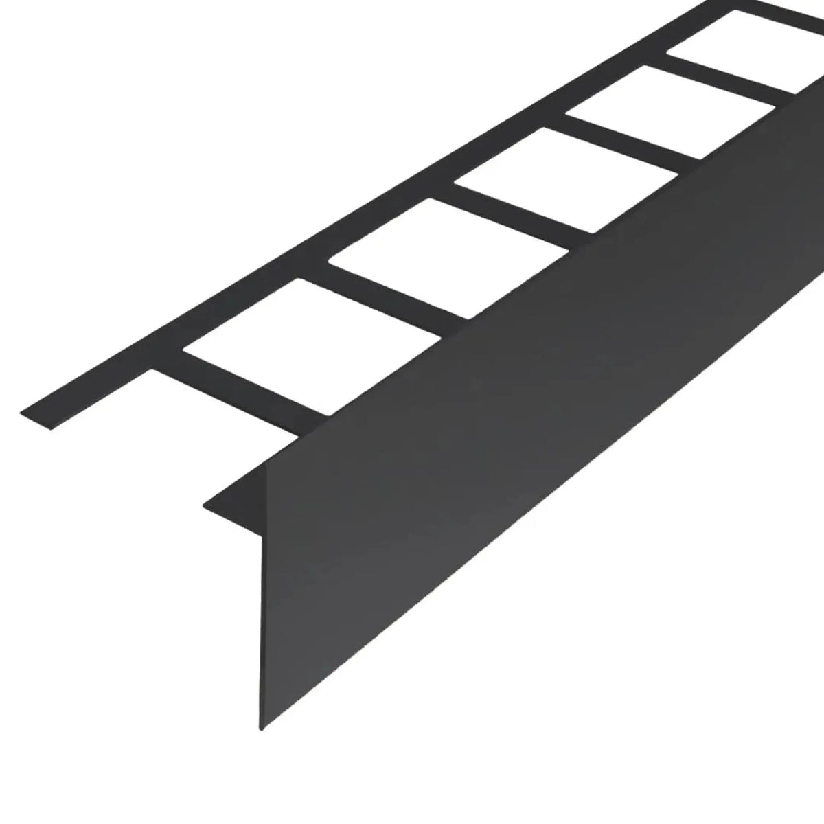 Detailansicht des anthrazit beschichteten Balkonwinkelprofils T-Form mit 80 mm Blendenhöhe #A0003228