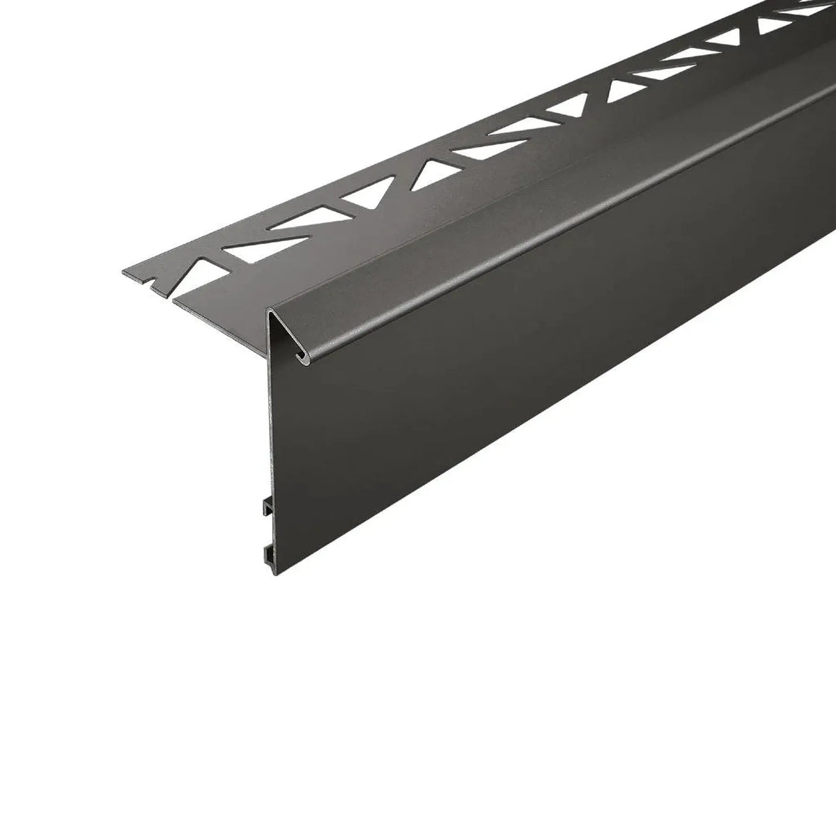 Detailaufnahme des anthraziten Balkonwinkelprofil mit Tropfkante. Blendenhöhe 60 mm #A0003304 #A0003305 #A0003307 #A0005367
