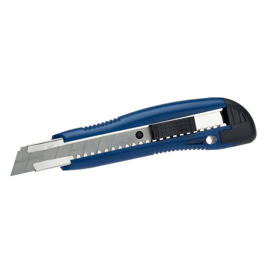 Detailansicht von der Seite des blauen Cuttermessers 18 mm