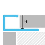 Zweidimensionale Zeichnung eines Edelstahl Quadratprofils mit eingezeichneter Höhe H