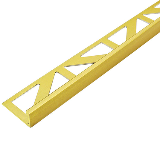 Nahaufnahme des DURAL Winkelprofils aus gold eloxiertem Aluminium in matter Optik und mit Dreieckstanzung