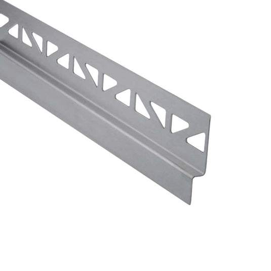 Nahaufnahme des rechten DURAL Gefällekeils Edelstahl Wandanschluss mit dreieckiger Stanzung im Auflageschenkel #A0002346 #A0004465 #A0002348 #A0004471 #A0002352 #A0004466 #A0002354 #A0004472 #A0002356 #A0004467 #A0002358 #A0004473 #A0005209 #A0005210 #A0005211 #A0005212