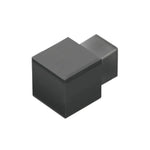 Nahaufnahme eines Eckstücks für Quadratprofile PVC schwarz #A0004417 #A0004418 #A0004107